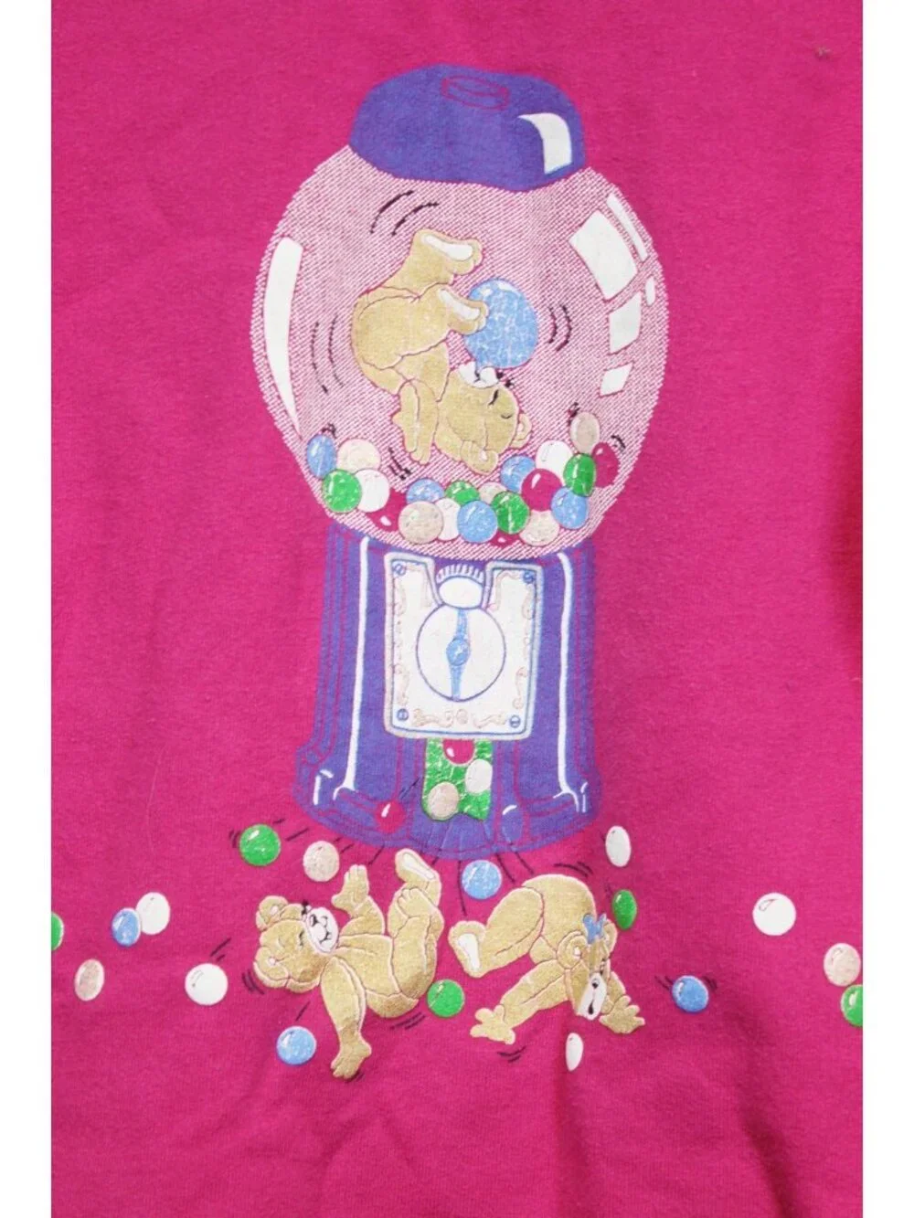 Spumoni 2pc Outfit 4 Lg Teddy Bear Bubble Gum Machine Coin Pink Sweatshirt Pants
